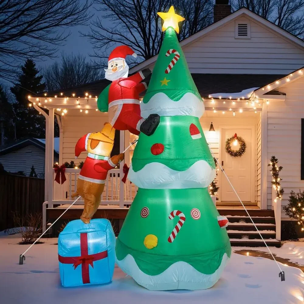 7FT‎ Inflatable Christmas Tree , Santa Claus Blow UP LED Outdoor Yard Decoration